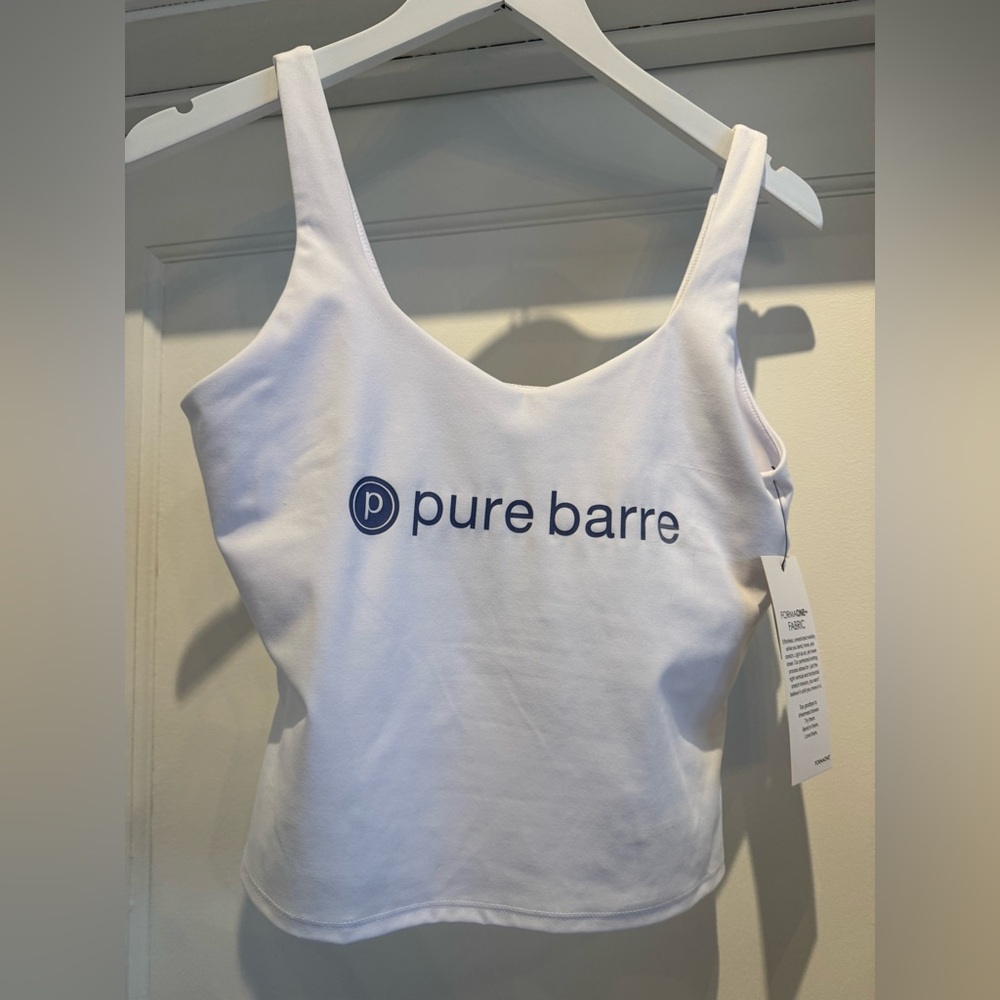 NWT Glyder x Pure Barre collab White Sculpt Skimmer Tank Bra